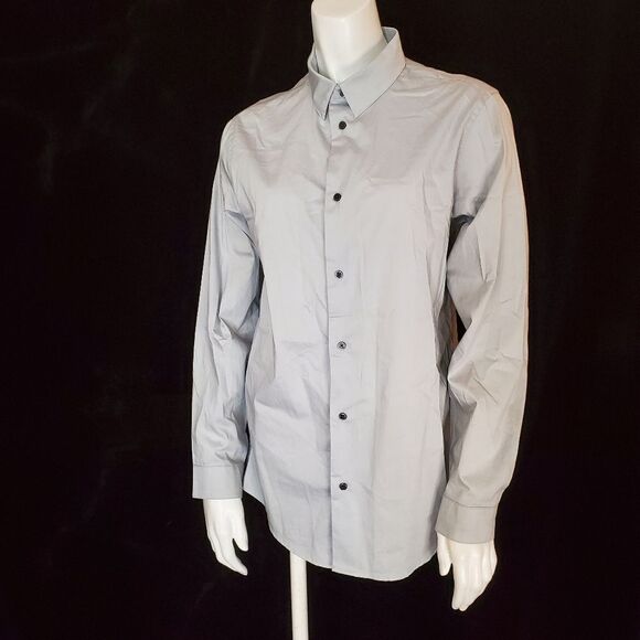Calvin Klein Slim Fit + Stretch Gray Button Down Shirt (20) - Picture 1 of 5